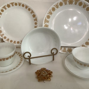 Corelle Butterfly Gold  Dinner Plates, Saucer and Cups, Salad Plates, and bowls