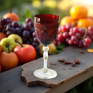 Ruby Red Water Wine Goblets by Cristal D’Arques-Durand, Antique Ruby Red Goblets, Wine Water goblets