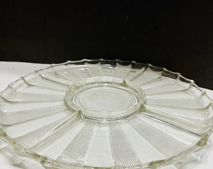Jeanette Glass Co Crystal Dewdrop Divided Serving Platter/Relish Tray