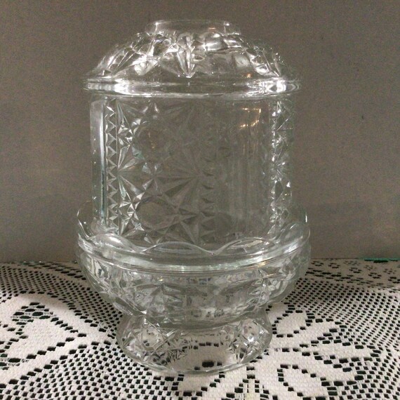Indiana Glass Co Clear and Amber Fairy Lamp  Votive