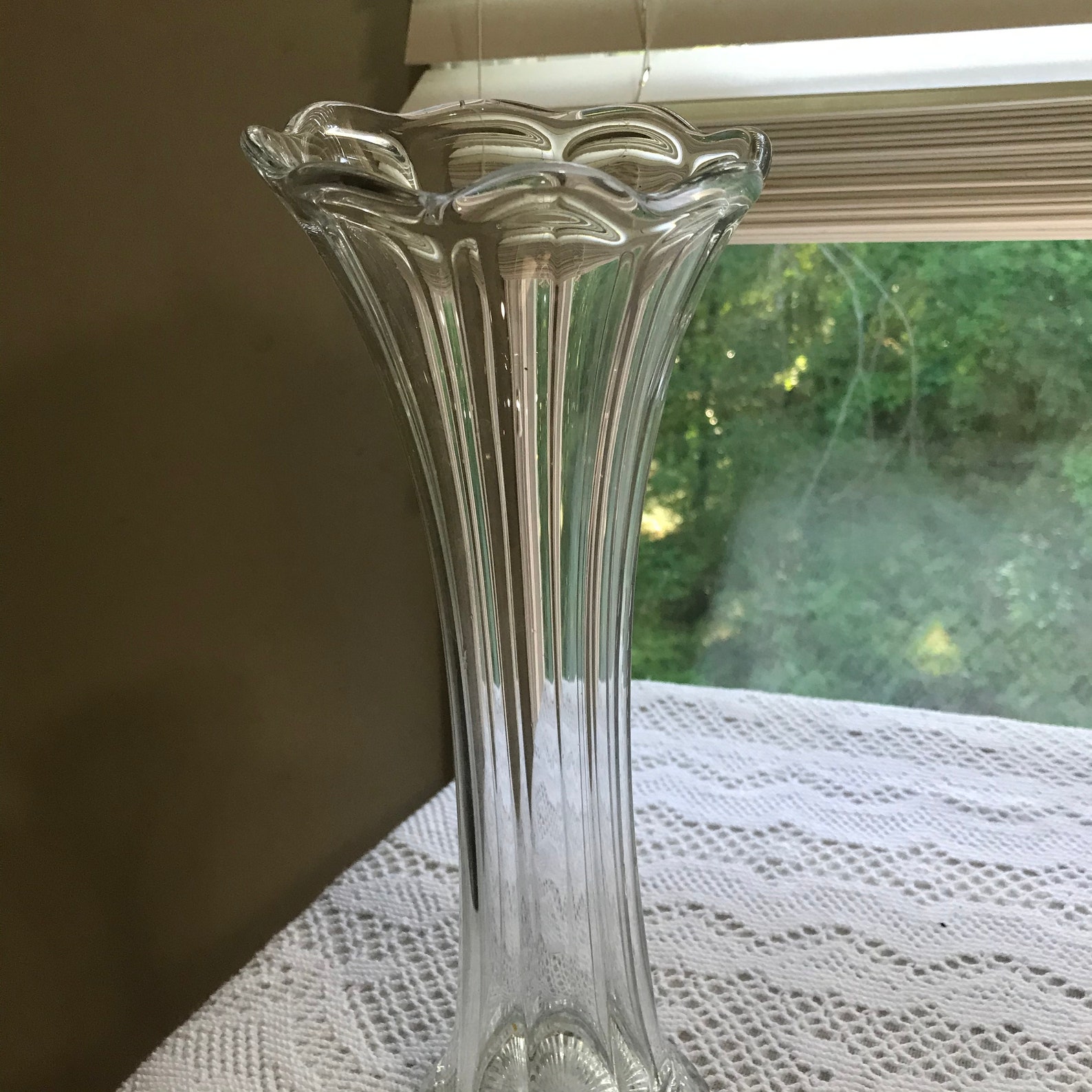 clear ribbed vase