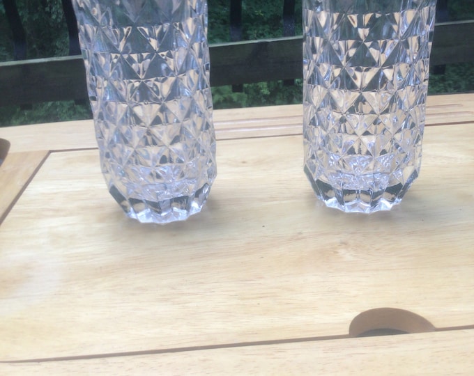 Rare, Jeannette Glass Company Tumbler, Triangle Diamond Cut Water Tumbler, Windsor Clear Tumblers