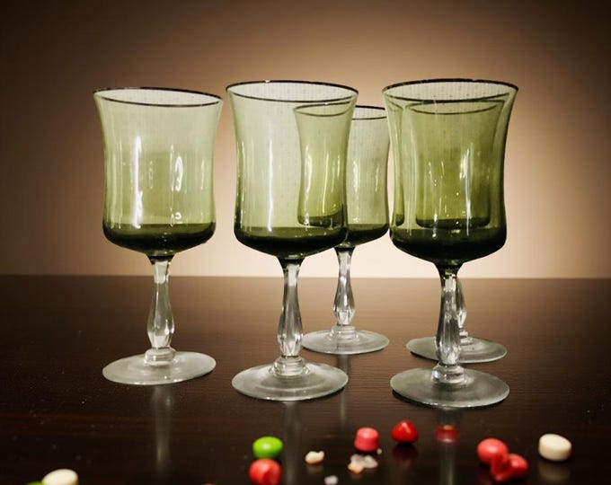 Vintage Noritake Rainbow Green Crystal Glassware: Platinum Trim Stem