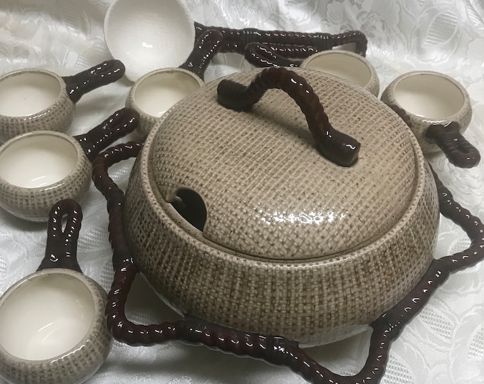Sittre Vintage Soup Tureen with Cups, Bowls,  and Ladle