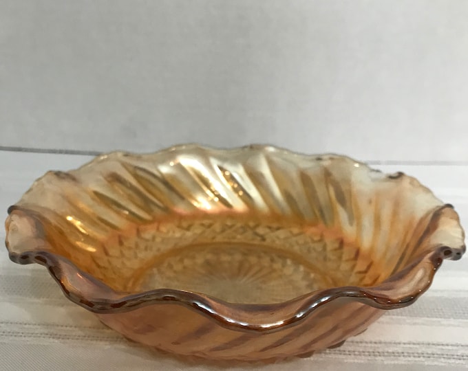Peach Lusterware Carnival Glass Bowl