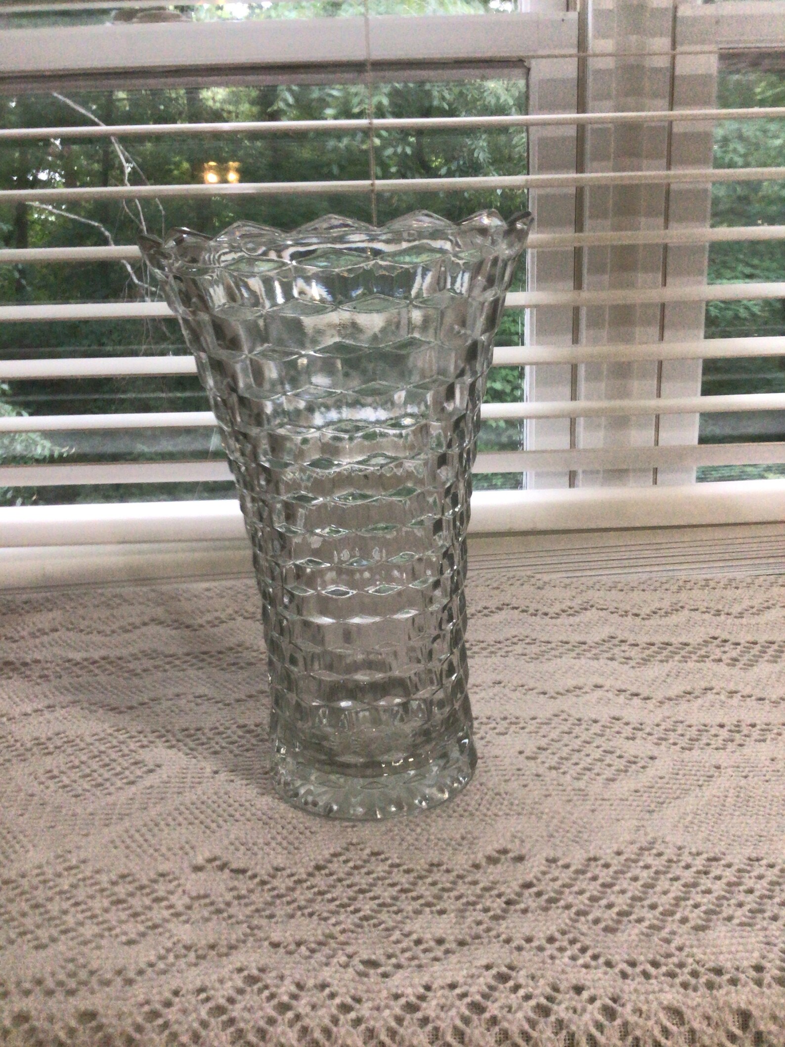 Vintage Fostoria American Flared Vase 10 Clear Cube Vase Etsy