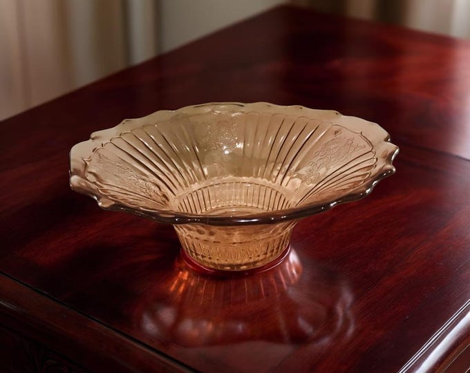 Vintage Mayfair Pink Depression Glass Bowl | Open Rose Centerpiece