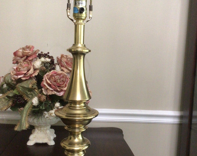 Brass Stiffel Table Lamp/ Heavy Gold Electric Table Lamp