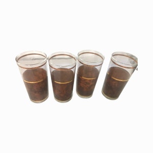 Vintage 1970 Tortoise Cocktail Tumblers, Enhanced with 22K Gold Trim, Perfect Gift for Him