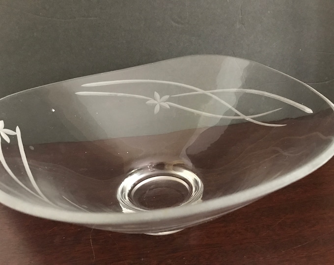 Vintage Etched Clear Console Bowl/ Home Decor