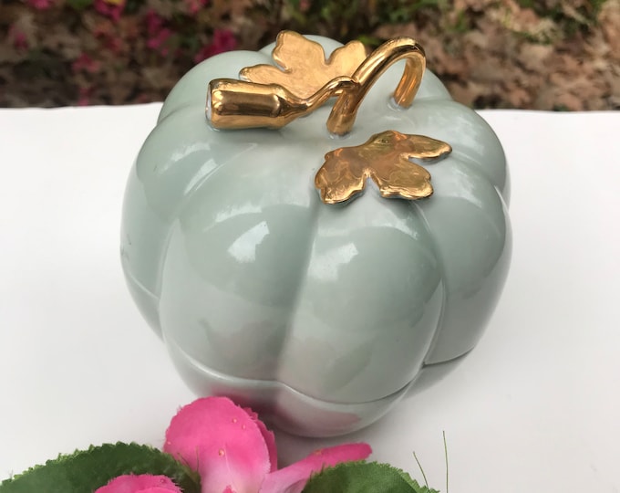 Andrea Sadek Fall Pumpkin Dish with Gold Stem and Leaf/ Candy/ Trinket Dish