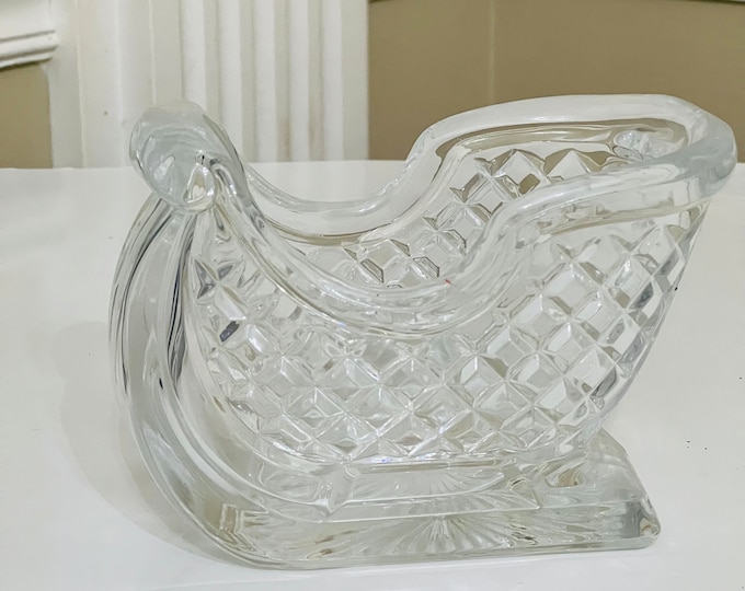 Vintage St. George Lead Crystal Sleigh/ Candy Dish