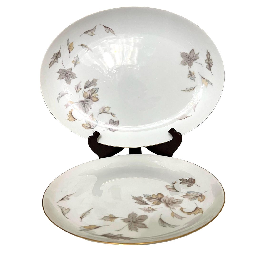 Vintage Princess Japan Autumn Leaves Porcelain Dinner Plates and