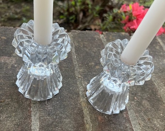 Mikasa Lead Crystal Candlestick Holders: Double Sided Taper/Votive Pair