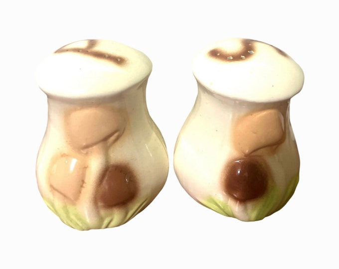 Vintage Mushroom Salt and Pepper Shakers/ Ceramic Mushroom Salt and Pepper Shakers
