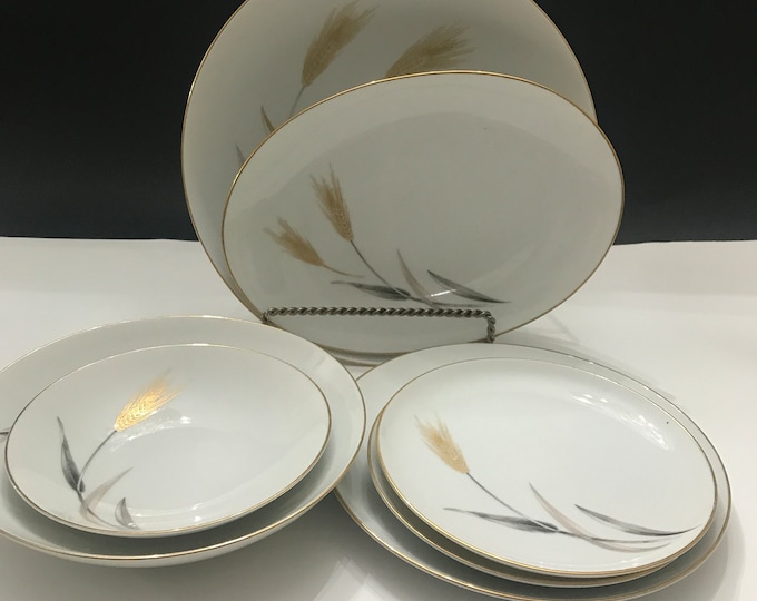 Vintage Sango Autumn Gold, Bowls, Platter, Salad Plates, Saucers, Vegetable Bowl, Bread and Butter Plates