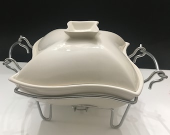 Plat/Boulangère Double Couverture Sienne Par Godinger – N°2 – Porcelaine