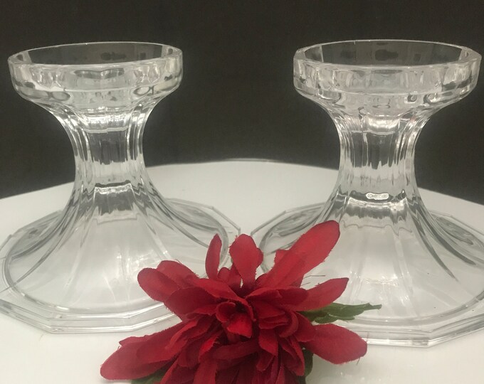 Lead  Crystal Tapered Candlestick Holders