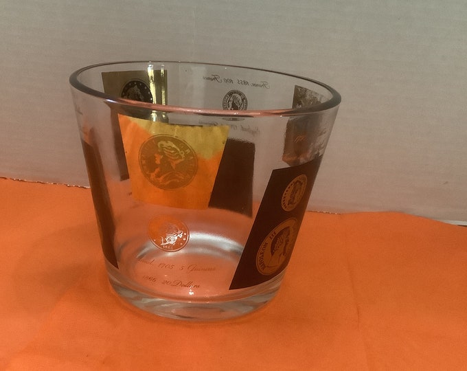 Vintage Mid-Century Barware Ice Bucket 1960s Presidential Coins