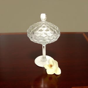 Plato para compota/dulces con tapa, diseño americano Fostoria vintage