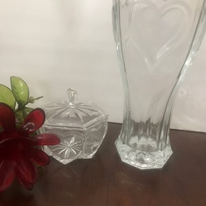 Crystal Heart Vase & Candy Dish Set - Stern-Design-Deckel