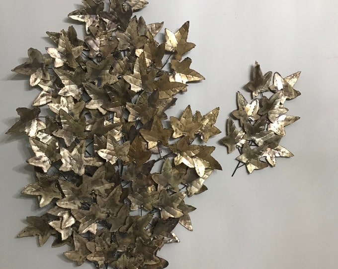 Massive Metal Wall Art, Metal Leaves,  Gold Plated Art Leaf Wall Statue, Wall Hanging