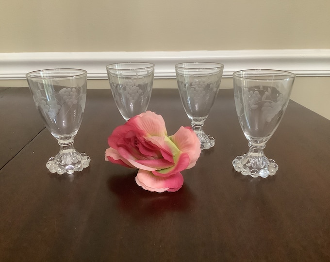 Liquor, Wine,  Juice Goblet, Grape Cut #3, Stem # 736 by Standard Glass Company