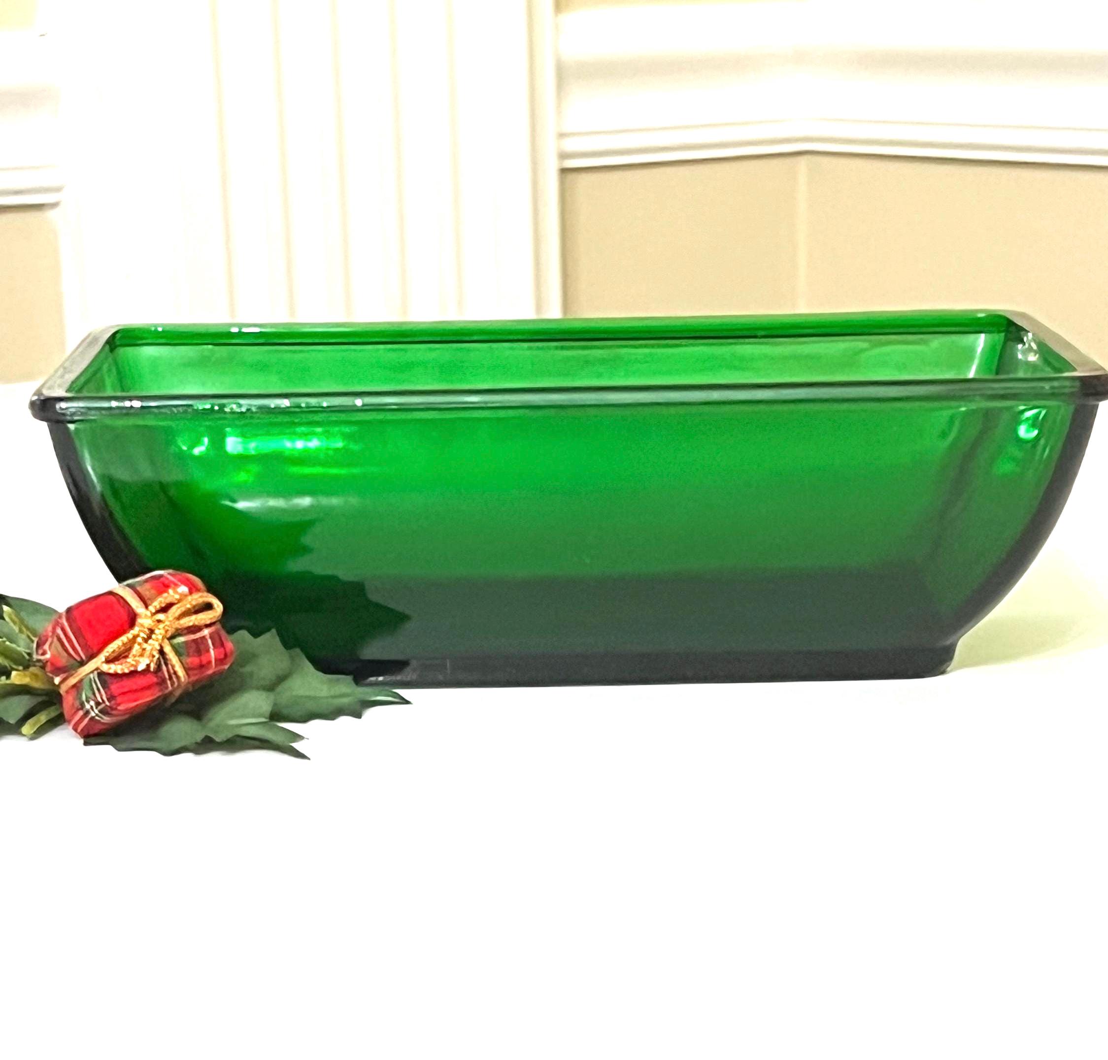 NAPCO 1169 Green Glass Planter Cleveland Ohio USA, Green Holiday