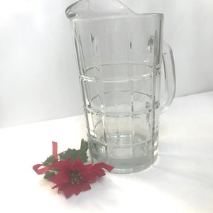 Anchor Hocking Pitcher Tartan Plaid, Barware Pitcher, Ice Tea, Juice Jug,  Clear Glass Pitcher