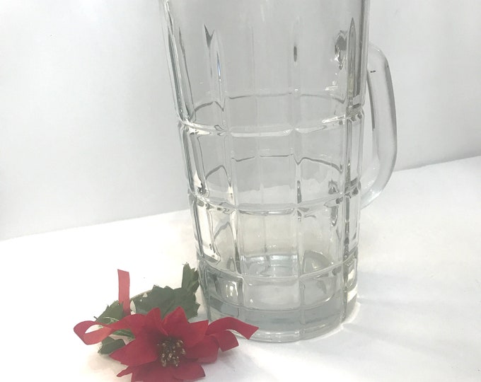 Anchor Hocking Pitcher Tartan Plaid, Barware Pitcher, Ice Tea, Juice Jug,  Clear Glass Pitcher