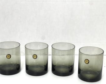 Vasos de cristal vintage Sasaki Coronation Smoke On Rocks Old Fashioned: Juego de 4, Japón