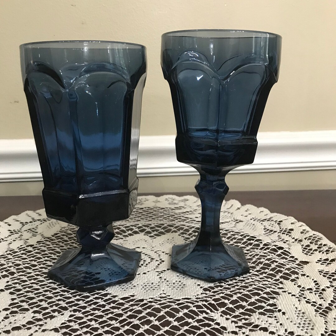 Blue Wine /water Glasses / Ice Tea Glasses by Fostoria Etsy