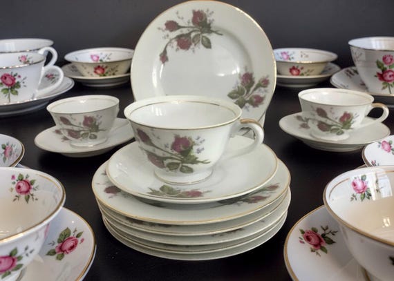 Vintage Moss Rose China: Thames & Ucagco Plates, Cups, Saucers - Etsy