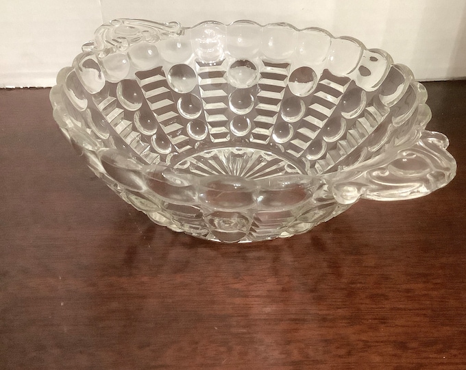 Mayflower Clear Handled Bon Bon Dish, Candy, Nut Bowl By Indiana Glass
