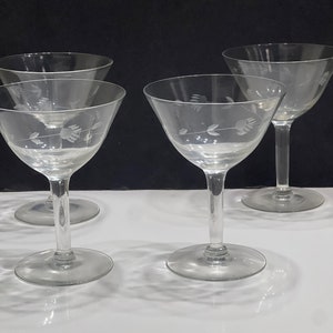 Etched Champagne Goblets, Wedding Toast/ Anniversary Gift, Vintage Wine Goblets