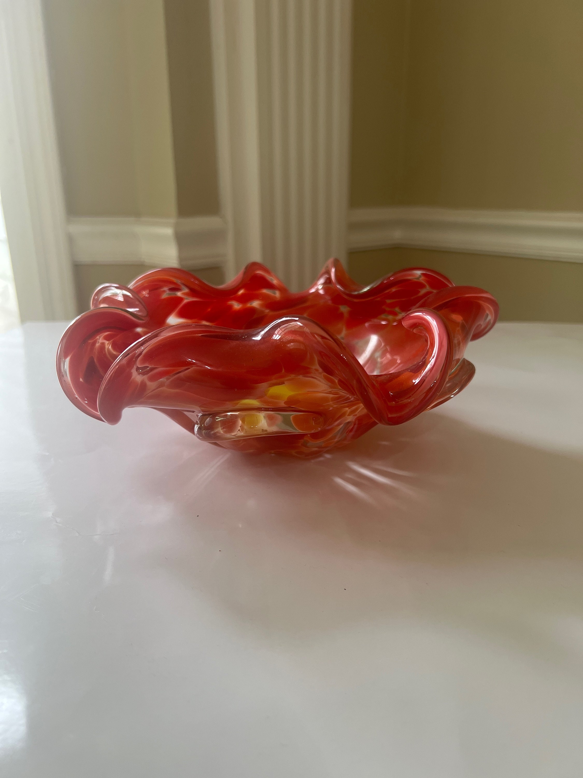 Outlets gallerymichel Clear Cased Pastel Swirled Glass Art Bowl with Matching Murano Trinket Dish Bonus