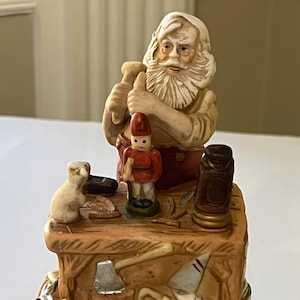 Musical Porcelain Santa Claus Trim A Tree Hand Painted