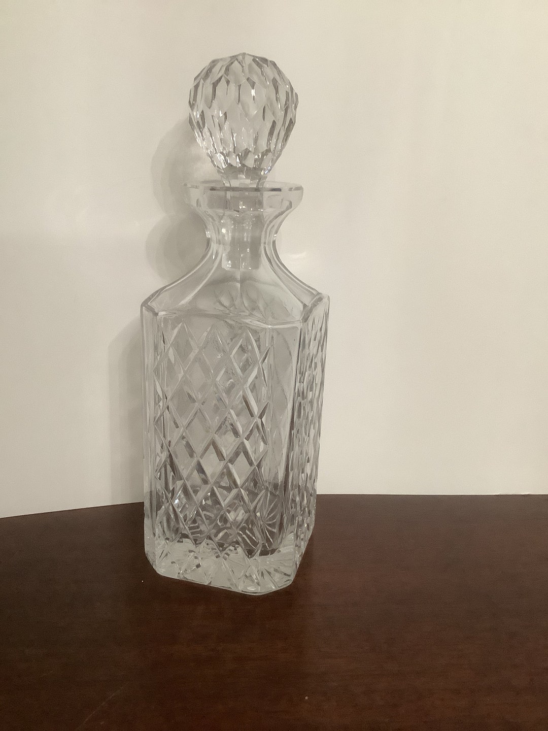 Vintage Crystal Decanter Heavy With Ball Stopper Barware Liquor
