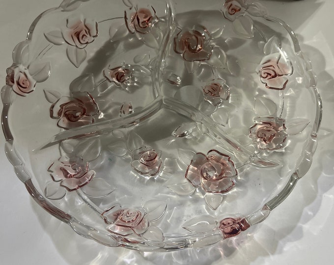 Mikasa Bella Rosa Three-Sectional Relish Platter/ Mikasa Pink Rose Divided Platter