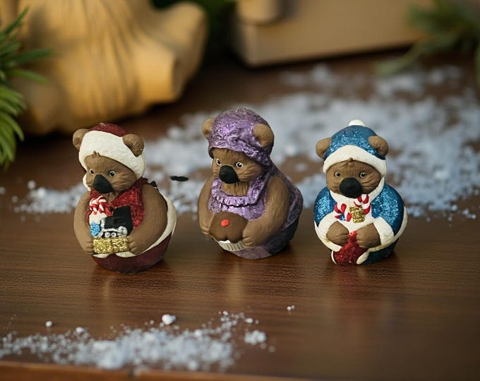 Vintage Three Bears Tree Ornaments