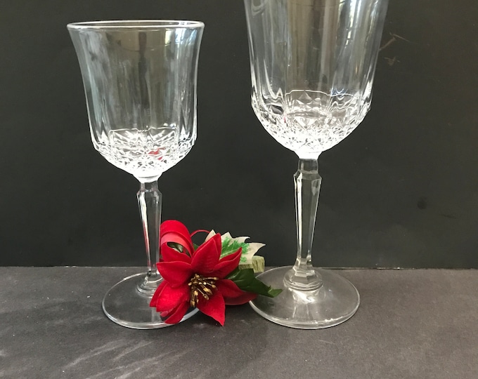 Crystal D’Arques-Durand Longchamp Goblets, Water Goblets, Wine Glass, Holiday Entertaining Goblets, Anniversary Gift, Wedding Toasting Glass