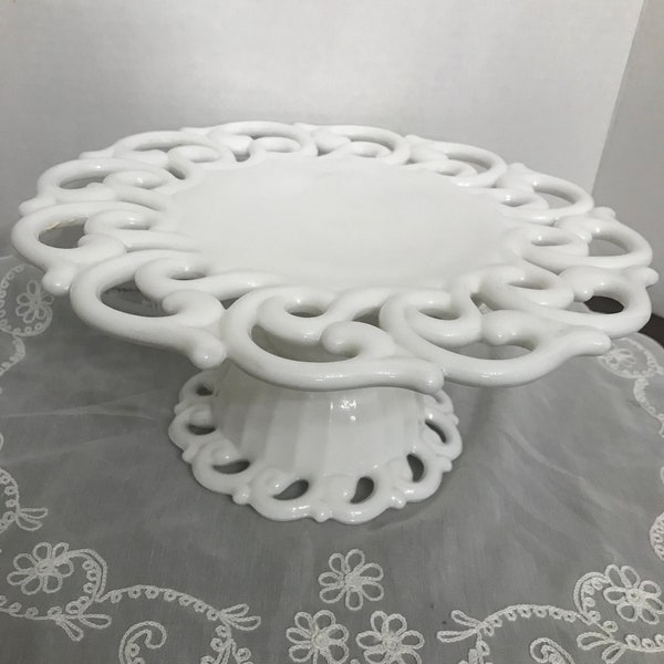 Fostoria Monroe  Milk Glass Cake Stand, Vintage Gift for Wedding, Anniversary, Housewarming Gift, Cupcake Stand