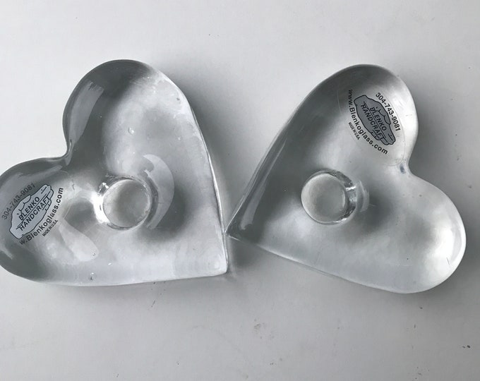 Blenko Heart Shape Candlestick Holder/ Gift