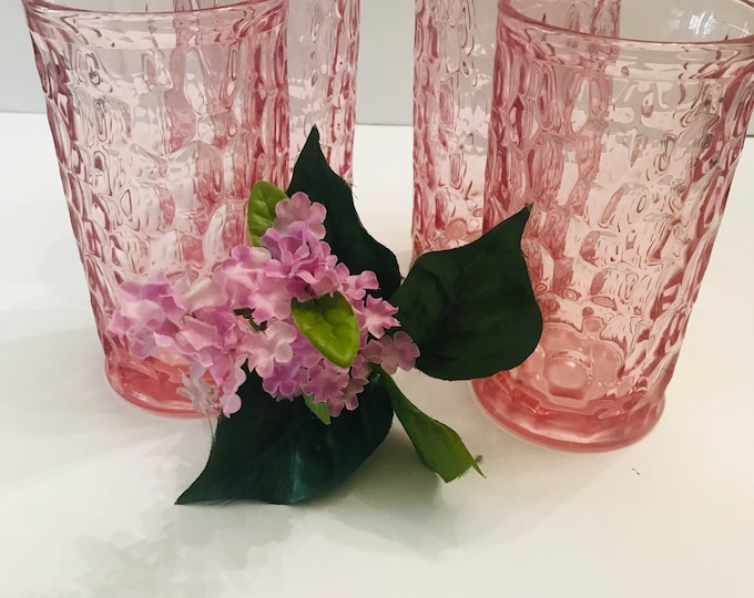Fostoria Pebble Beach "Pink Lady" 14 Ounce Ice Tea Tumblers/ Mid-Century Pink Ice Tea/ Water Glass
