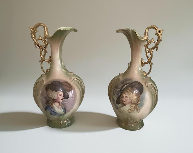 Vintage Porcelain Picture Vase/ Home Decor