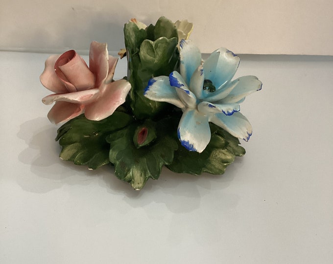 Vintage Capodimonte  Single Candlestick, Made in Italy Candlestick Holder