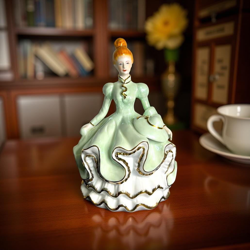 Vintage Musical Lady Southern Belle Porcelain Ceramic Figurine