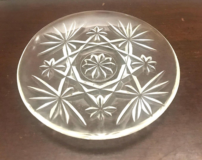 Anchor Hocking Glass  Coasters, EAPG Prescut Clear, Star of David Coasters, Gift for Bar