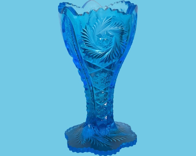 Kemple Wiltec Blue Vase,  Sawtooth Blue Chalice Vase