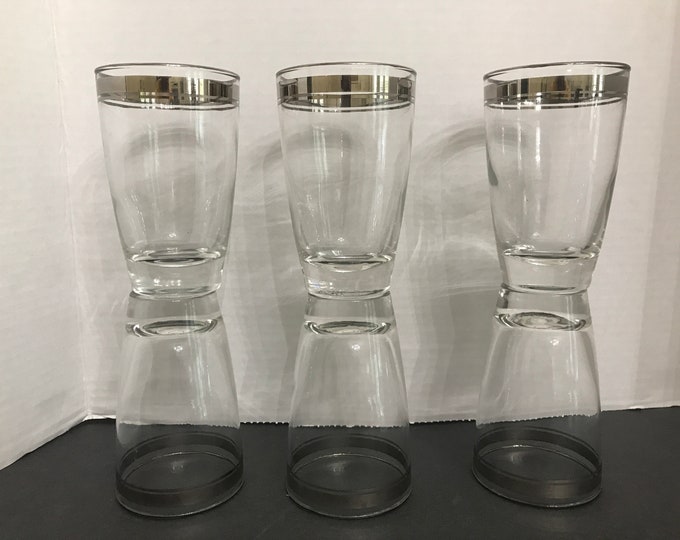 Moonmist Platinum Clear Tumblers by Libbey Glass Co/ Barware/ Cocktail/ Juice Tumblers